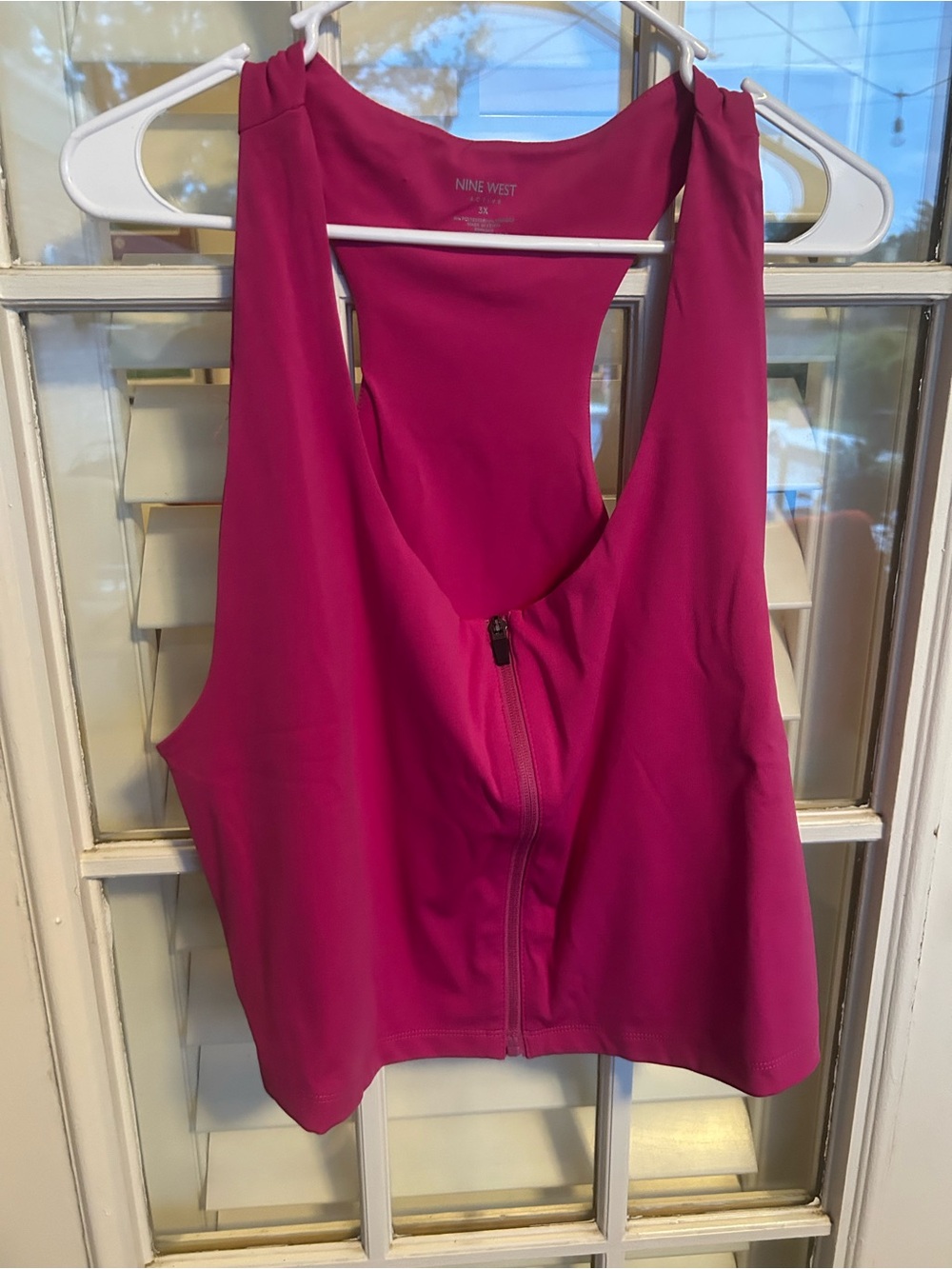 Nine West Magenta Racerback Zip-Front Tank
